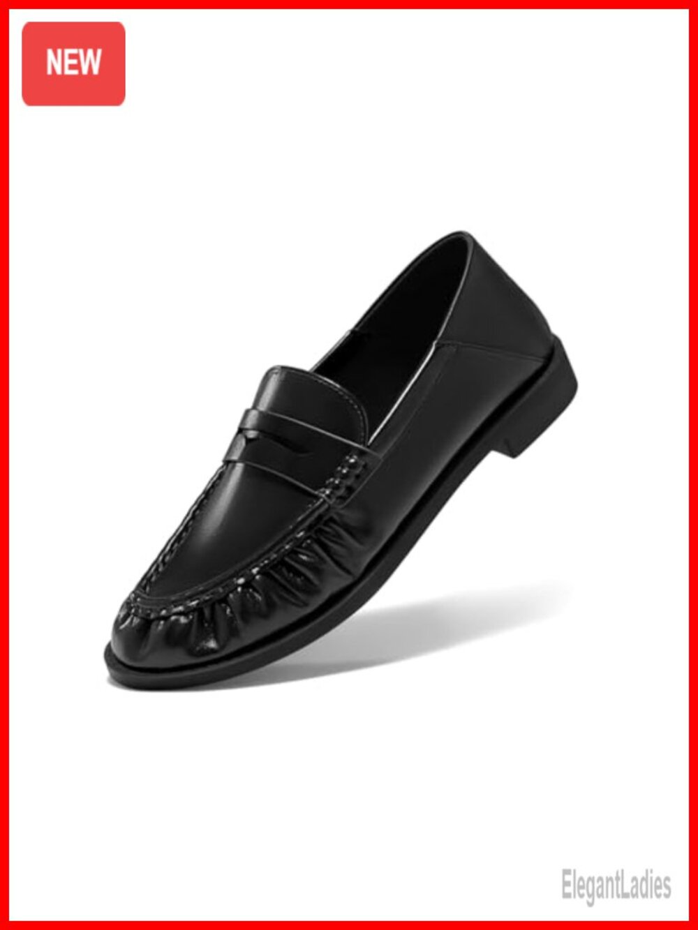 Coutgo Women's Synthetic Leather Penny Loafers Slip On Flats